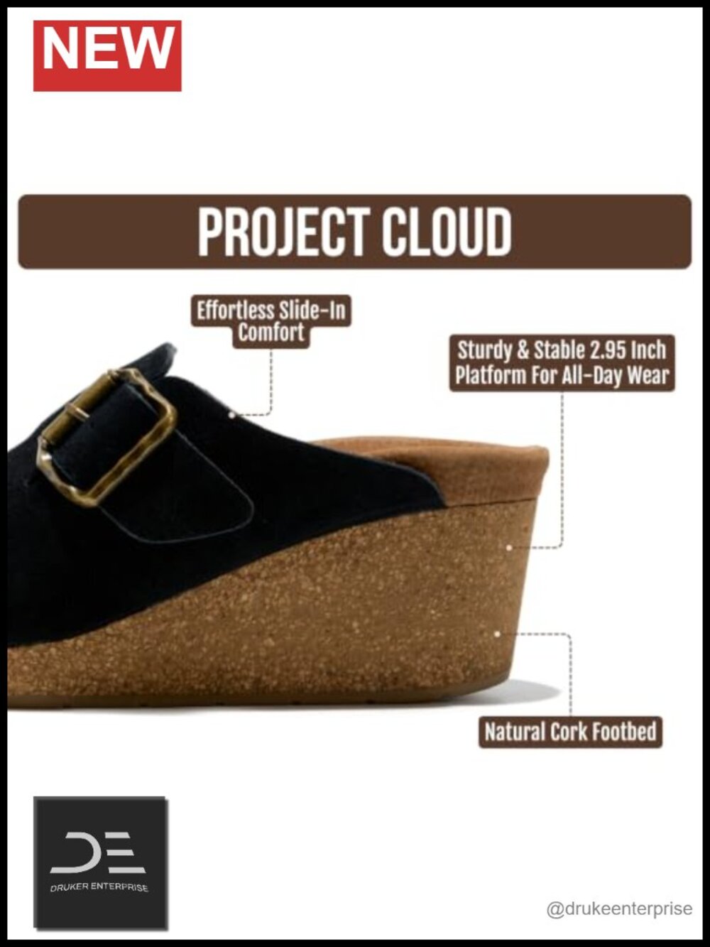 Genuine Suede Platform Clogs Women Mules Non Slip Comfort - Picture 2 of 4